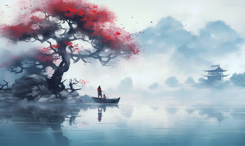 手绘中国风小清新水彩风格山水风景插画,插画/手绘图,插画/手绘图库,插画/手绘图下载,插画/手绘